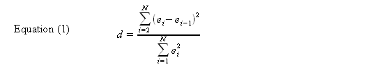 Calculation of Durbin-Watson test value