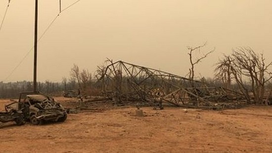 Wildfire Tornado Takes Down Transmission Tower