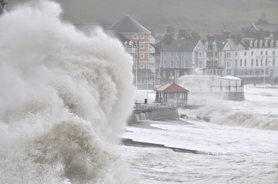 Giant waves battering the sea-front at Aberystwyth