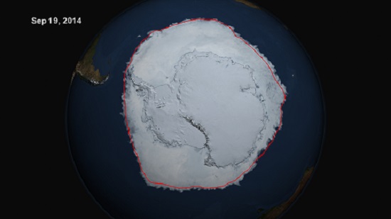 Antarctic Sea Ice Extent on Sep 19, 2014