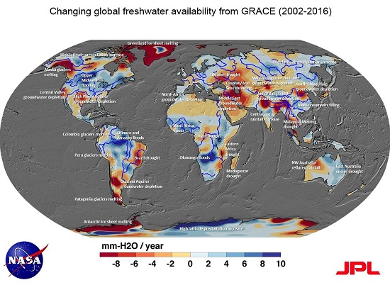 Changing Global Freshwater Availability from GRACE (2002-2016)