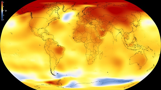 Global Temp Anomaly 2013 to 2017 NASA-GISS
