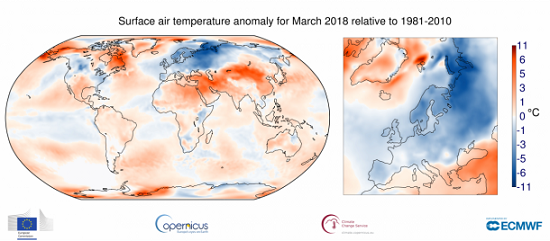 Global Temp Anomaly March 2018 WMO