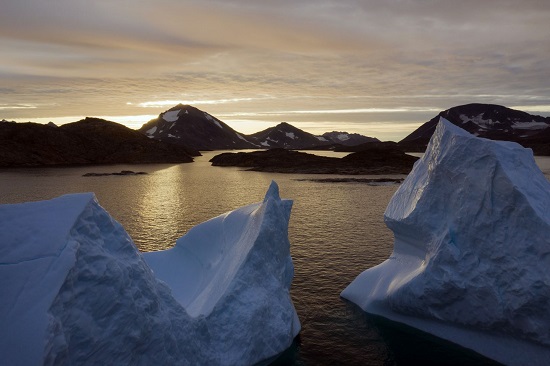 icebergs near Kulusuk, Greenland, on 08/16/2019