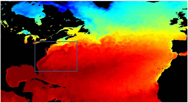 Water temperature in northern Atlantic