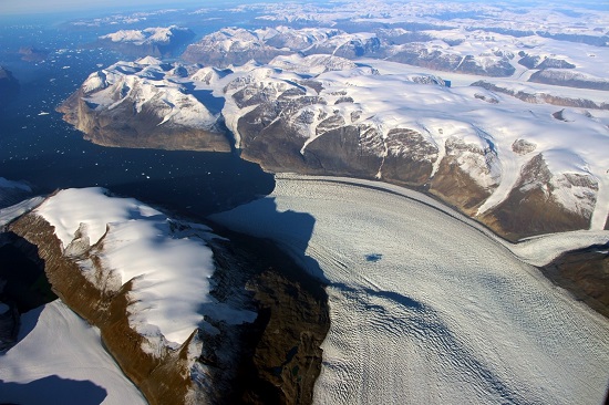 Rink Glacier on Greenland’s west coast. (NASA/John Sonntag)