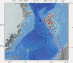 Graphic of the  Route of the RV Heincke to Spitzbergen