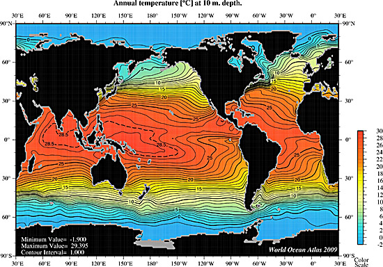 World ocean temperatures, 2009 - NOAA