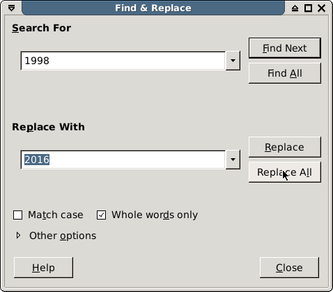 Search Replace 1998 2016