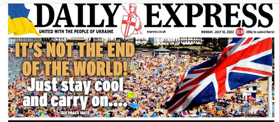Daily Express cover, July 2022 heatwave
