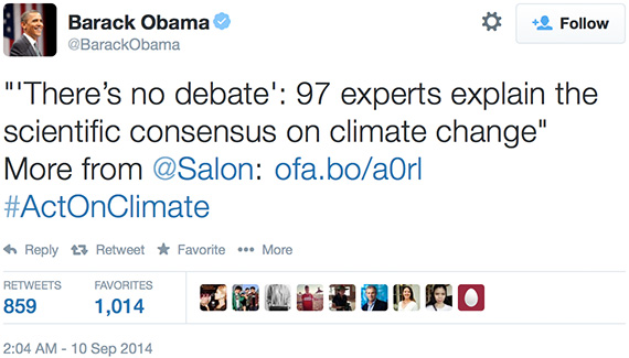 Barak Obama's Tweet re the TCP